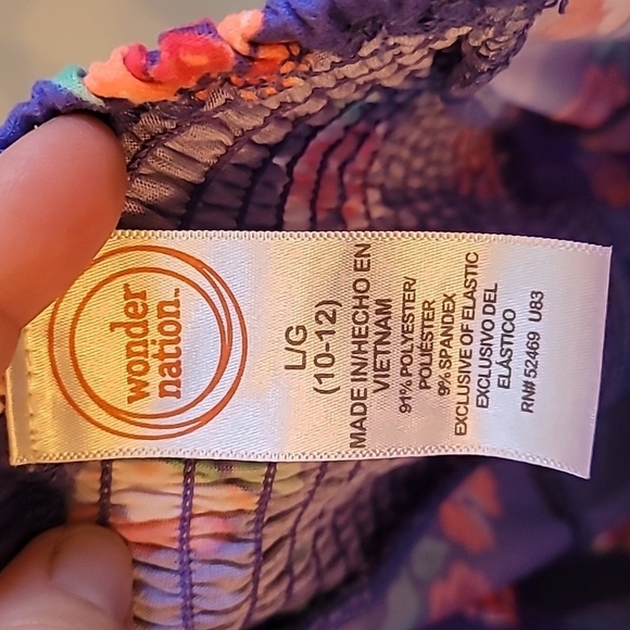 Wonder Nation Set of 2, Chambray Dress & Blue Floral Jumpsuit - Girls L 10/12 - Picture 5 of 10